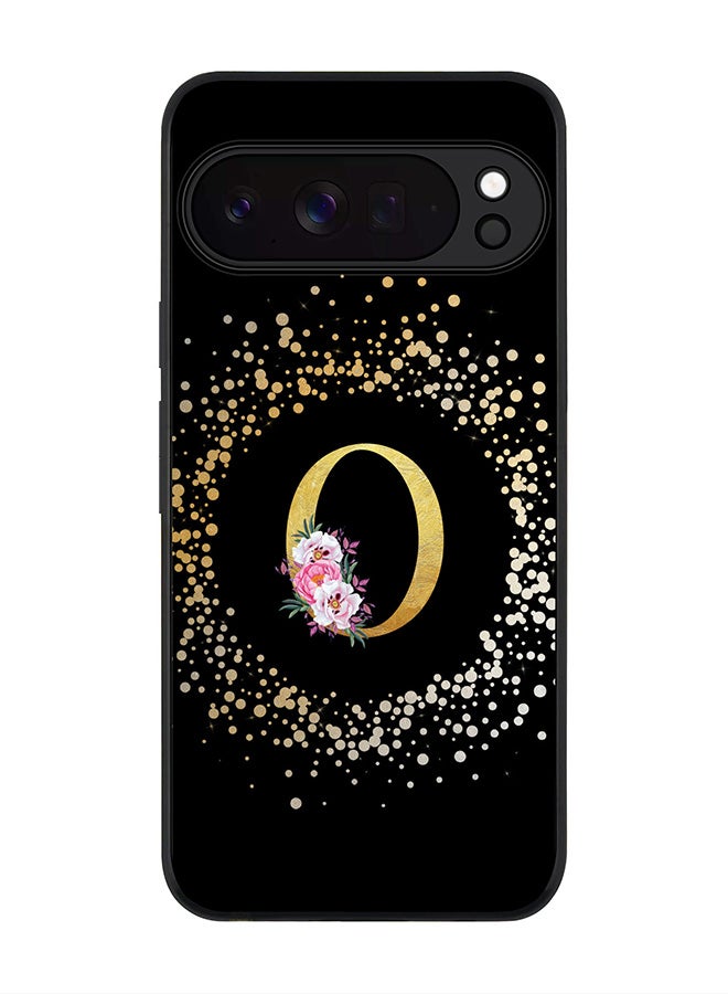 For Google Pixel 10 Pro XL Case,Slim fit Camera Protection, Shockproof Thin Phone cover  - Custom Monogram Floral - O ( Black )